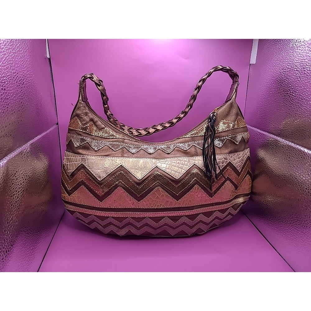 Chi Bag By Falchi Handbag Shoulder‎ Bag Weekender Medium Geometric Gold Brown